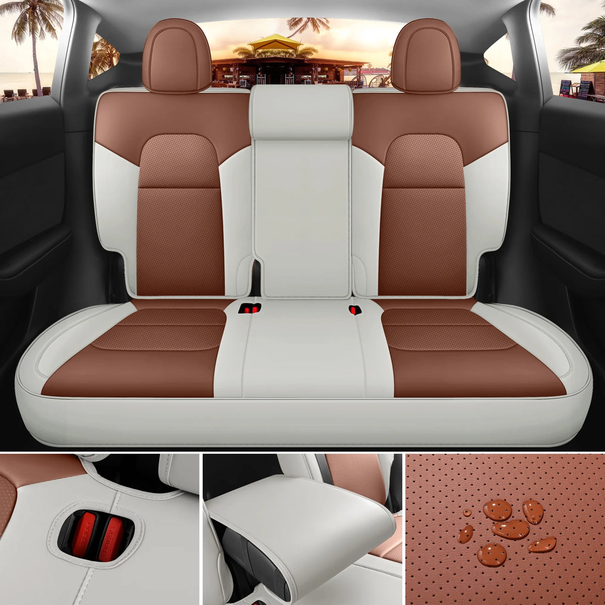 Brown and Beige Car Seat Cover S891