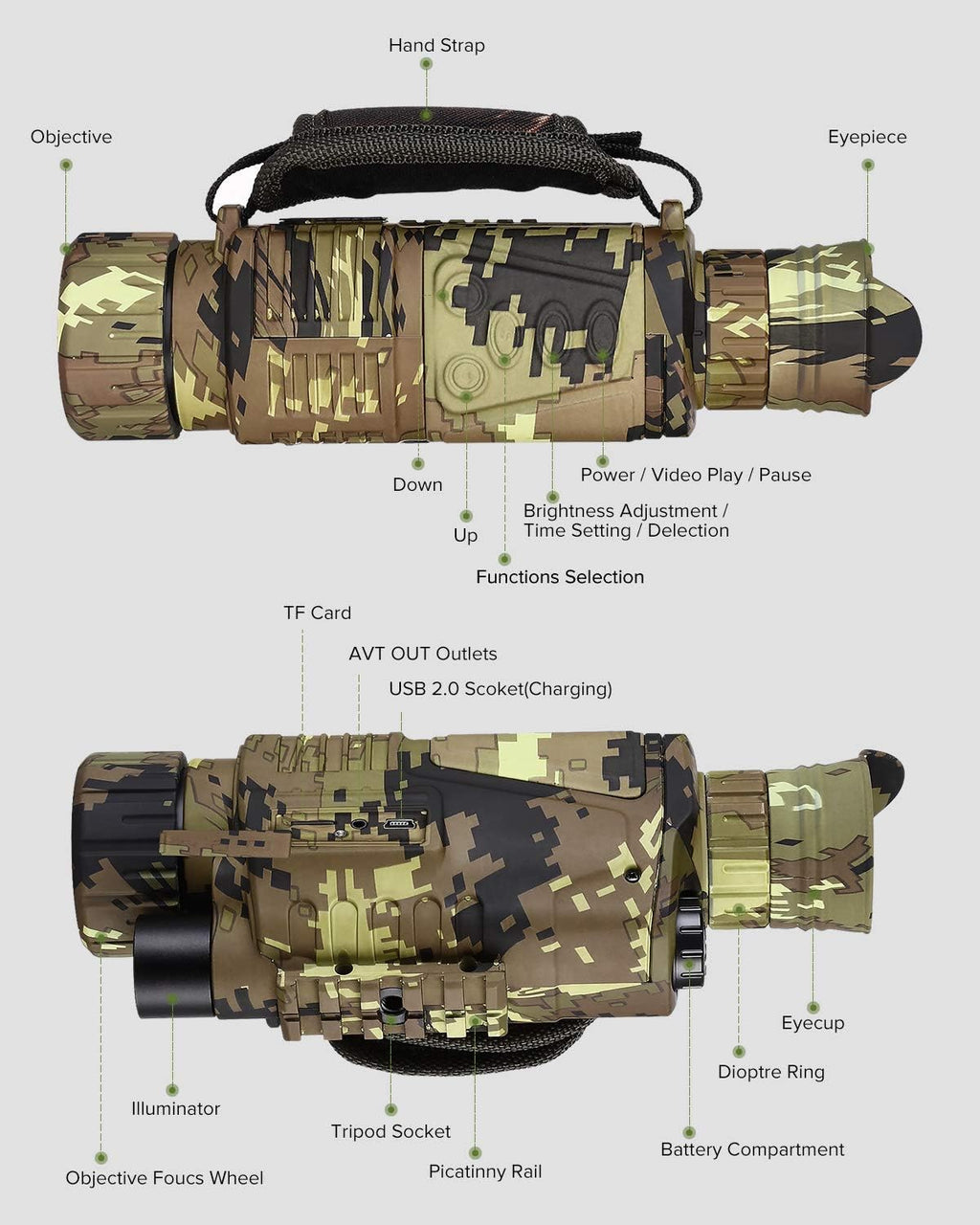 32GB Night Vision Monocular with 32GB Card and 14500 Battery V689542