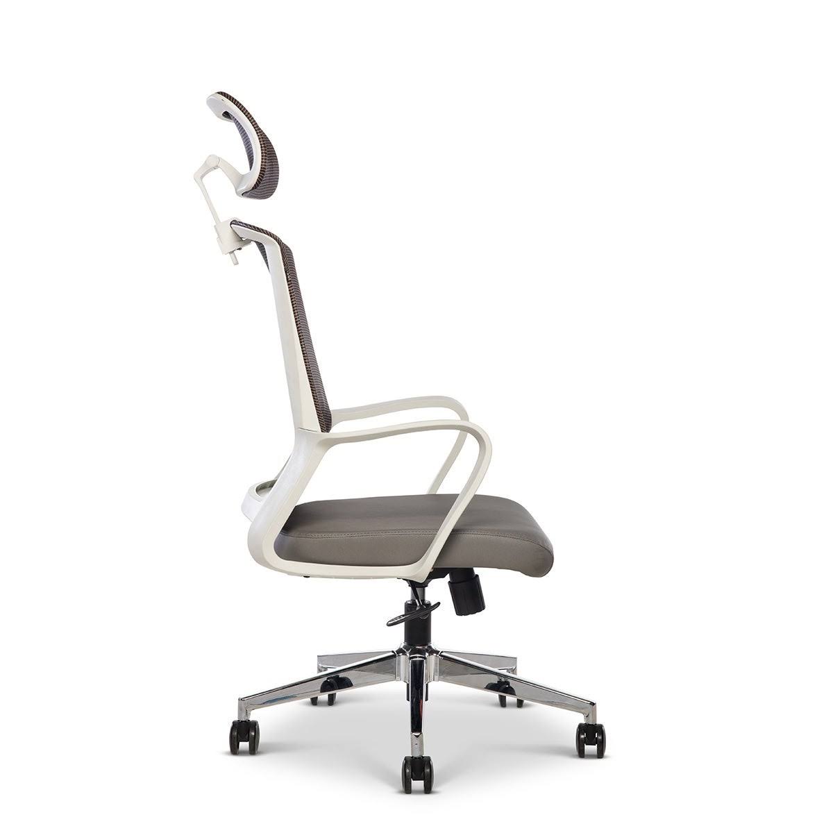 Ergonomic Mesh/Fabric High-Back Task Chair with Headrest, Black/Gray/White I3204