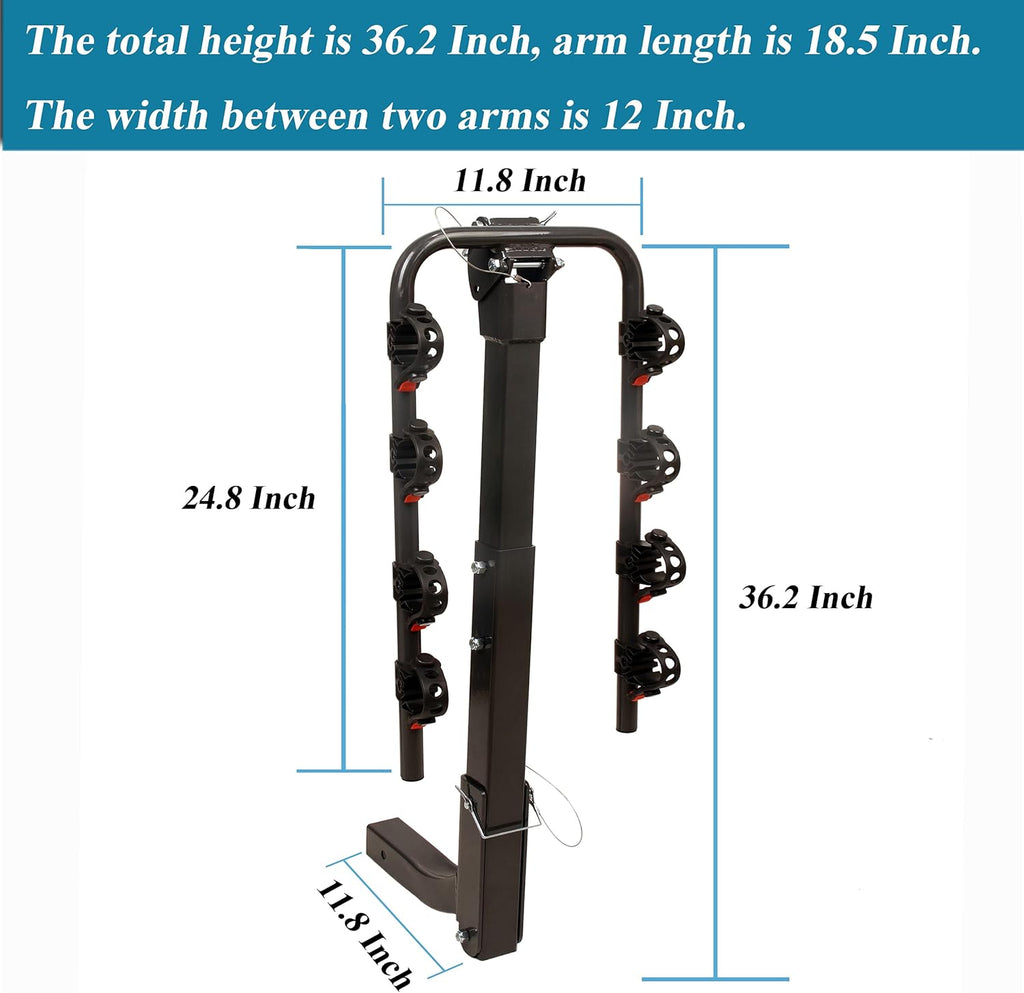 2 Hitch Receiver 4-Bikes Bicycle Carrier E798078
