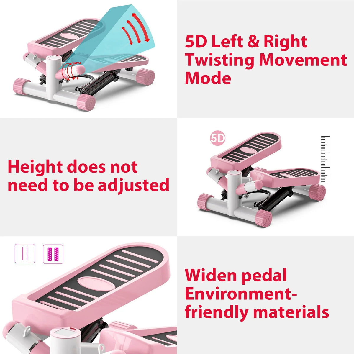 Pink Portable Mini Stepping Machine with Resistance Band Q48337