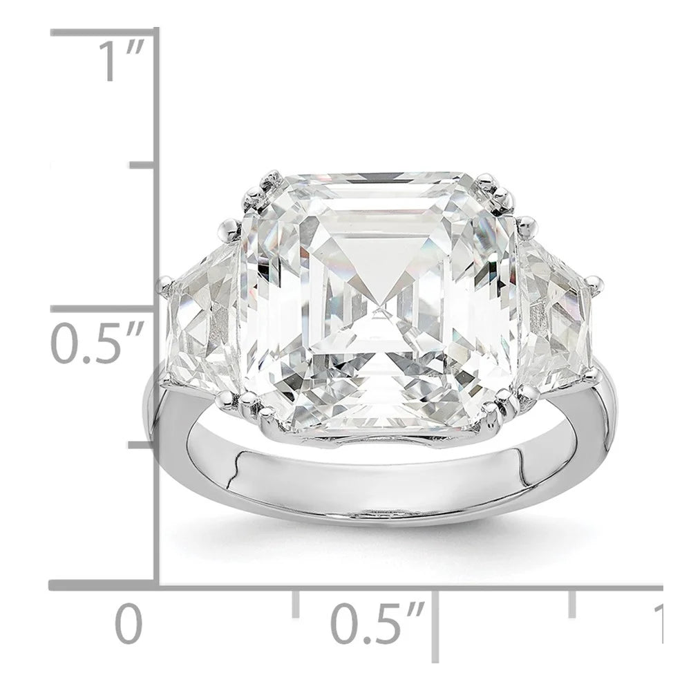 Sterling Silver CZ 3 Stone Ring P7374