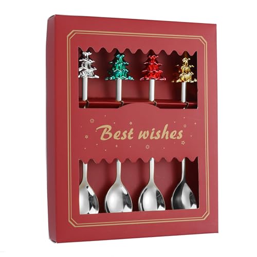 4Pcs Christmas Spoons Stainless Steel Gold Y3995