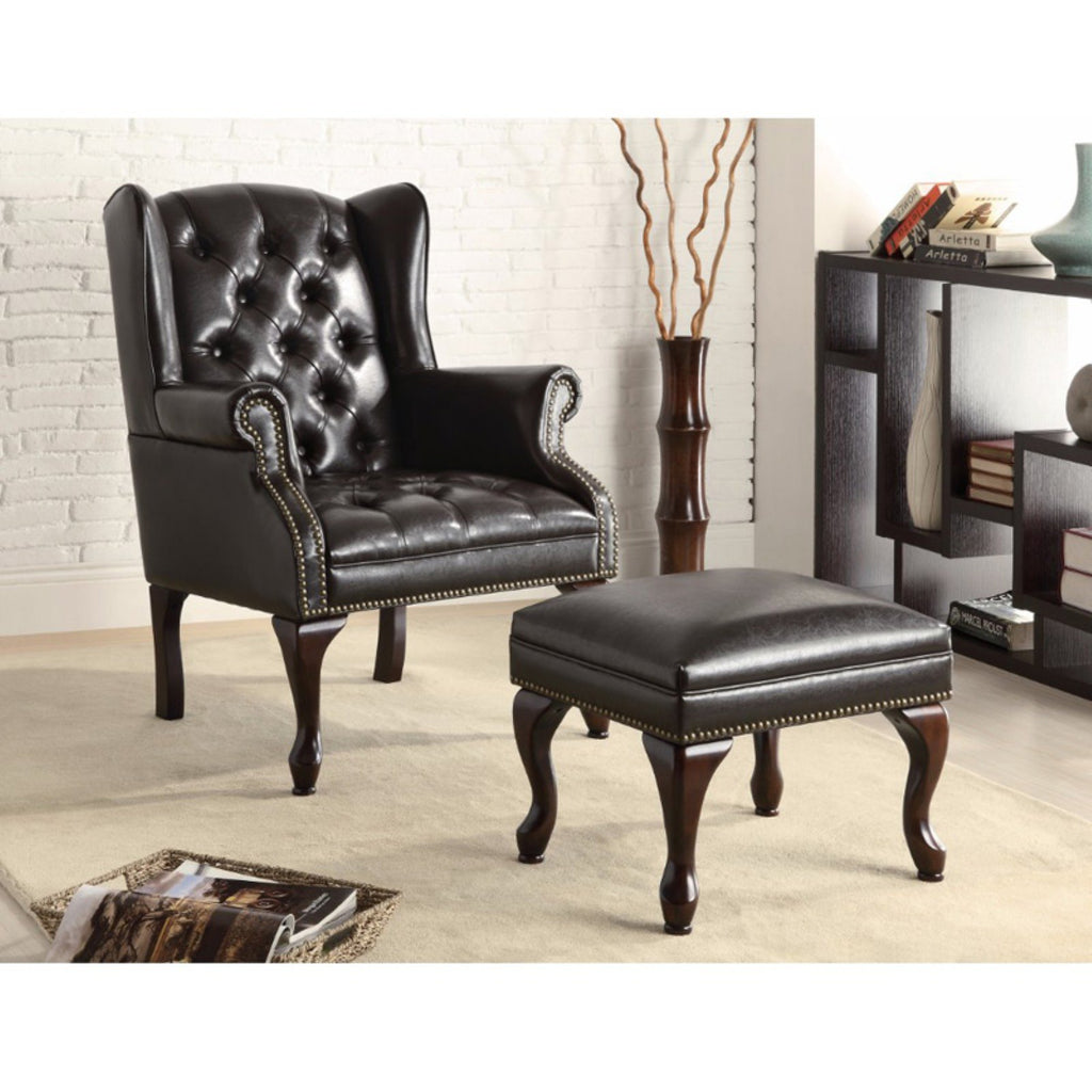Black Accent Chair with Ottoman O4164