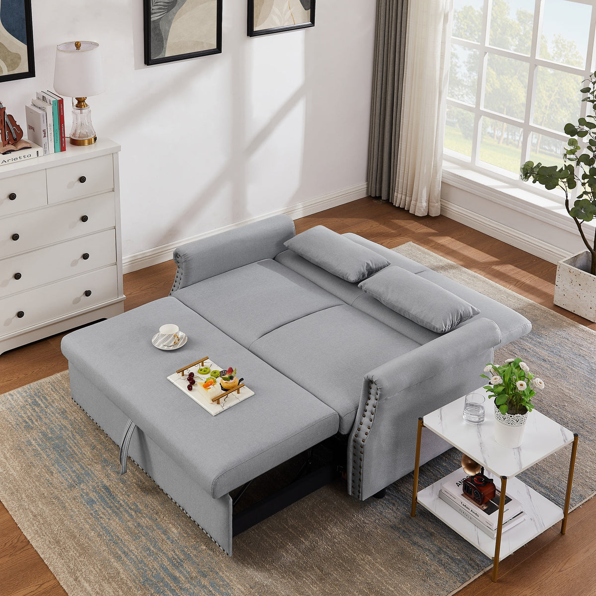 55" Gray Convertible Futon Sofa Bed W219105