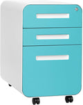 3-Drawer Mobile File Cabinet Orange Faceplate E8074