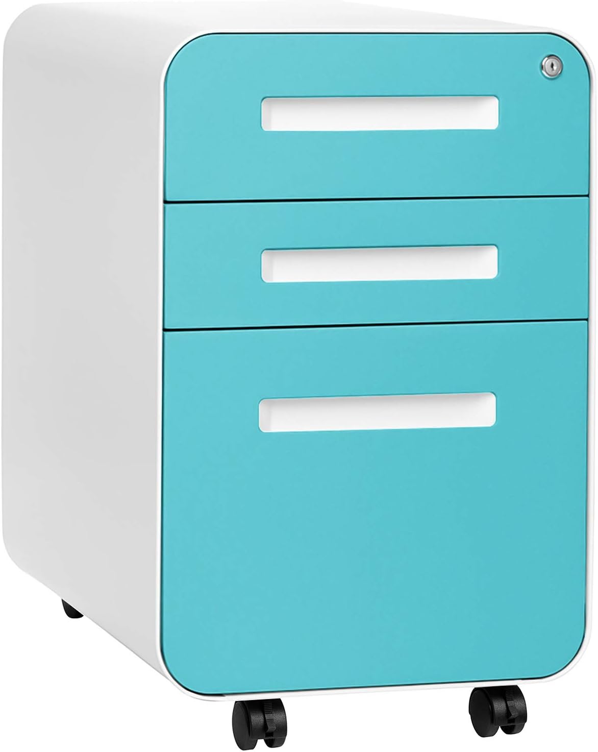 3-Drawer Mobile File Cabinet Orange Faceplate E8074