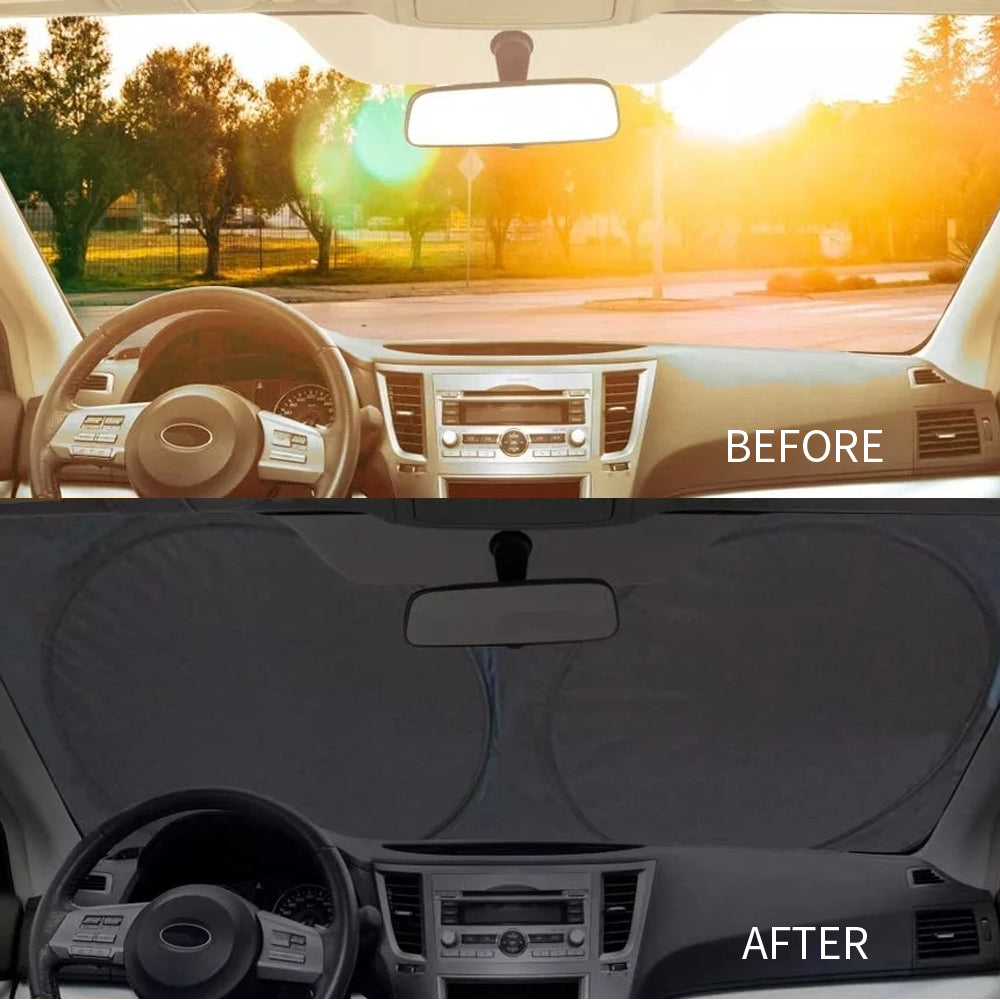 Silver Reflective Fabric Windshield Sun Shade 64"x 32" K18403