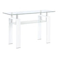 White Metal Glass Top Sofa Table with Shelf H4816