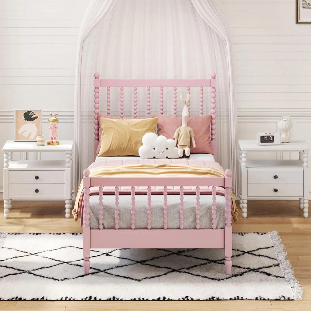 3Pcs Bedroom Set with 2 Nightstands, Solid Wood Platform Bed Q7214