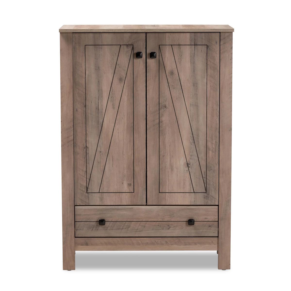 Natural Oak Finished Wood 1-Drawer Shoe Cabinet Q6436