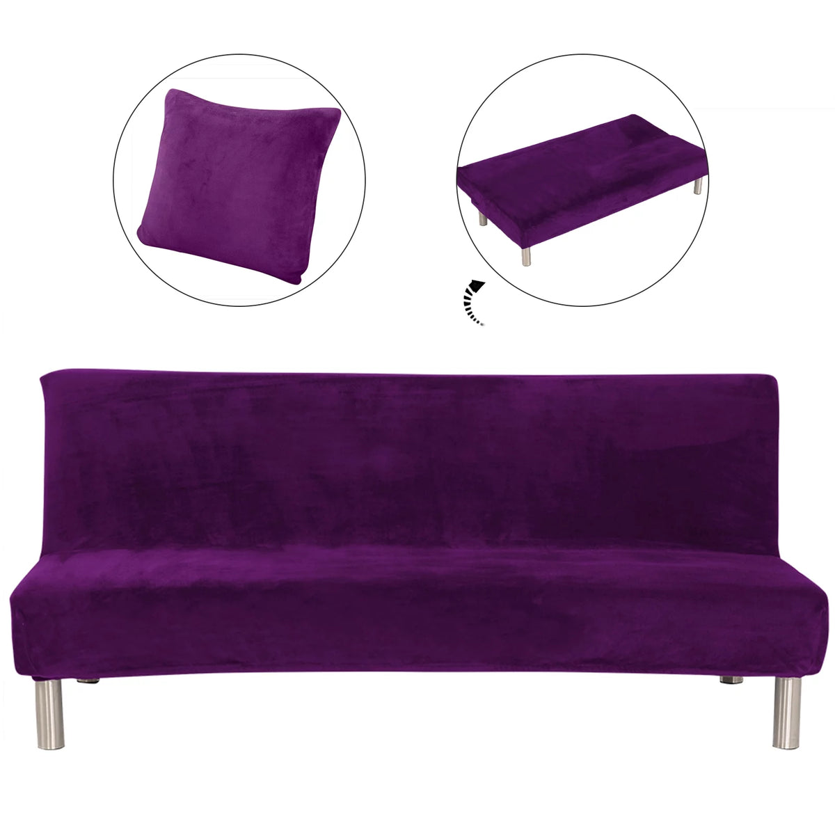 Stretch Futon Cover Armless Sofa Bed Cover V241118