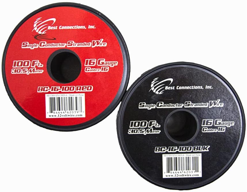 16 Gauge Red & Black Stranded Copper Clad Wire 100 Ft Each, Pack of 2 A100