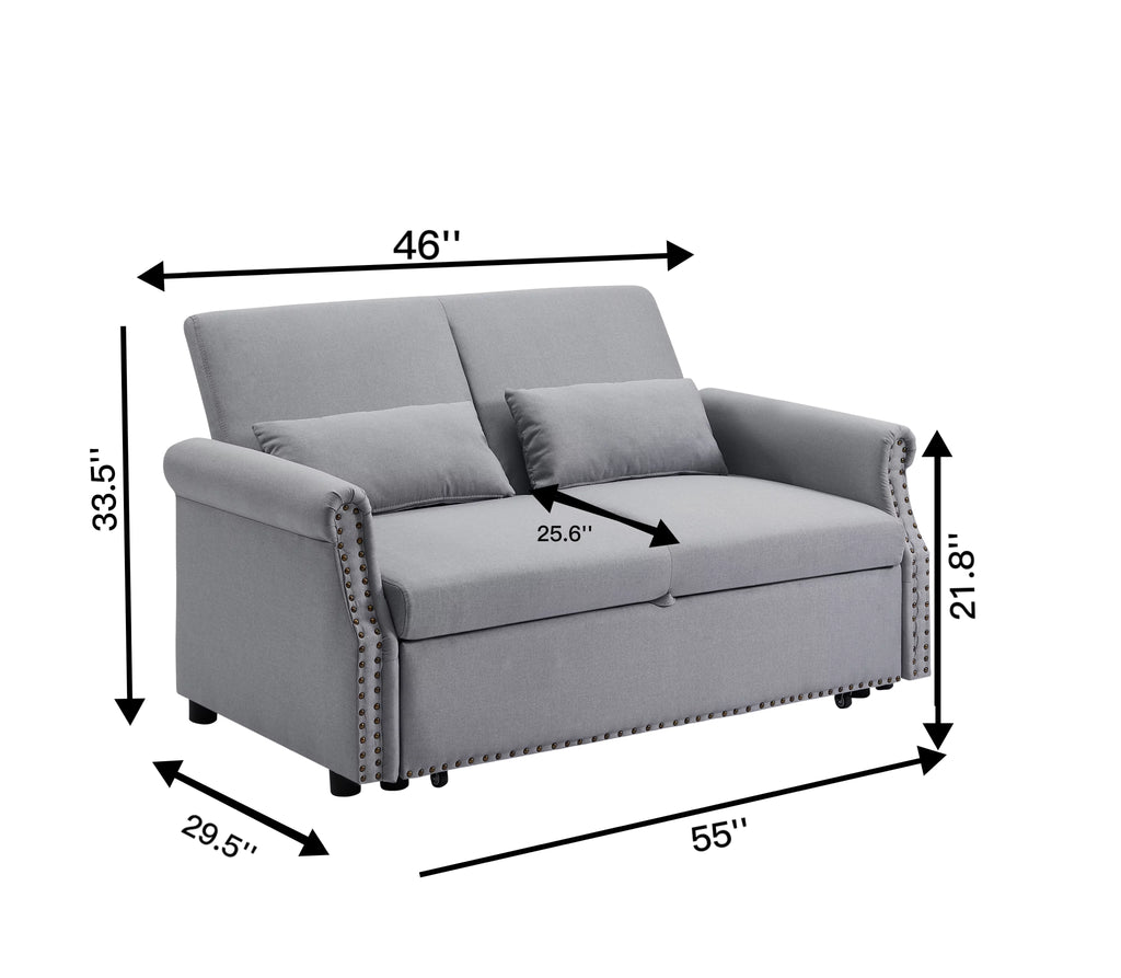 55" Gray Convertible Futon Sofa Bed W219105