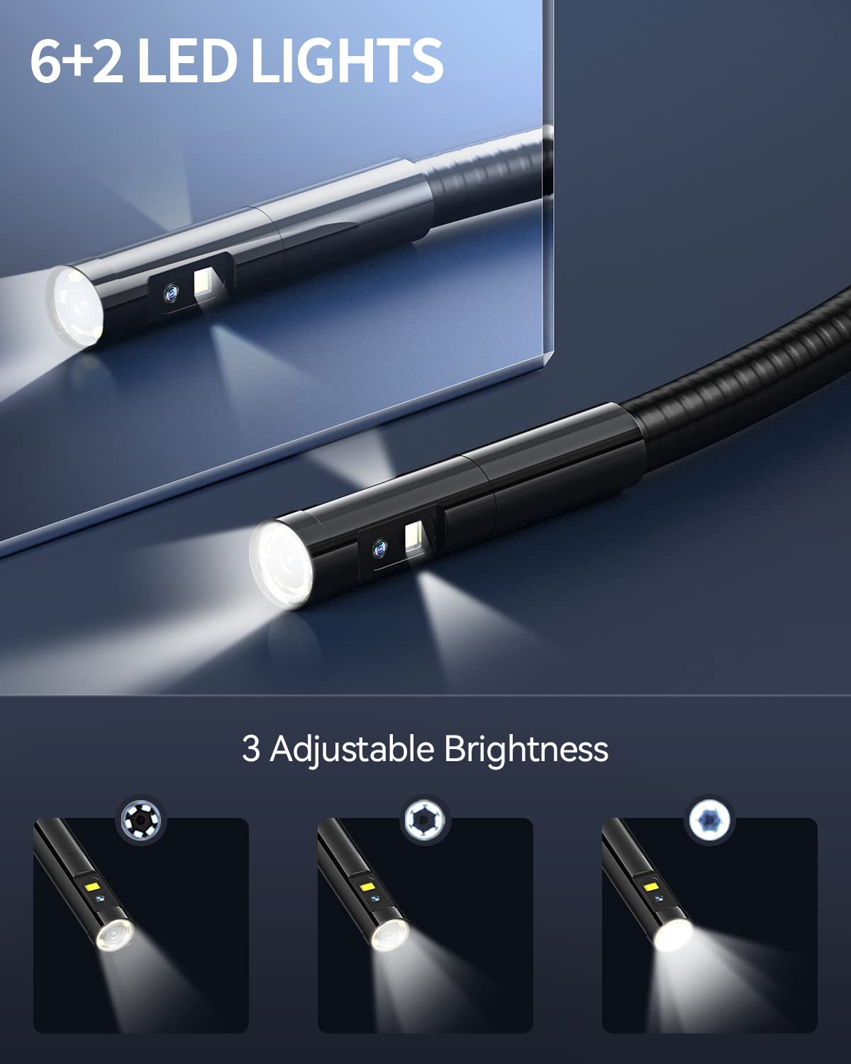 16.4ft Waterproof Flexible Borescope Inspection Camera with Light R439