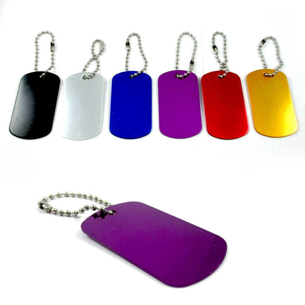 Engravable Anodized Aluminum Dog Tags with Chain Q15099