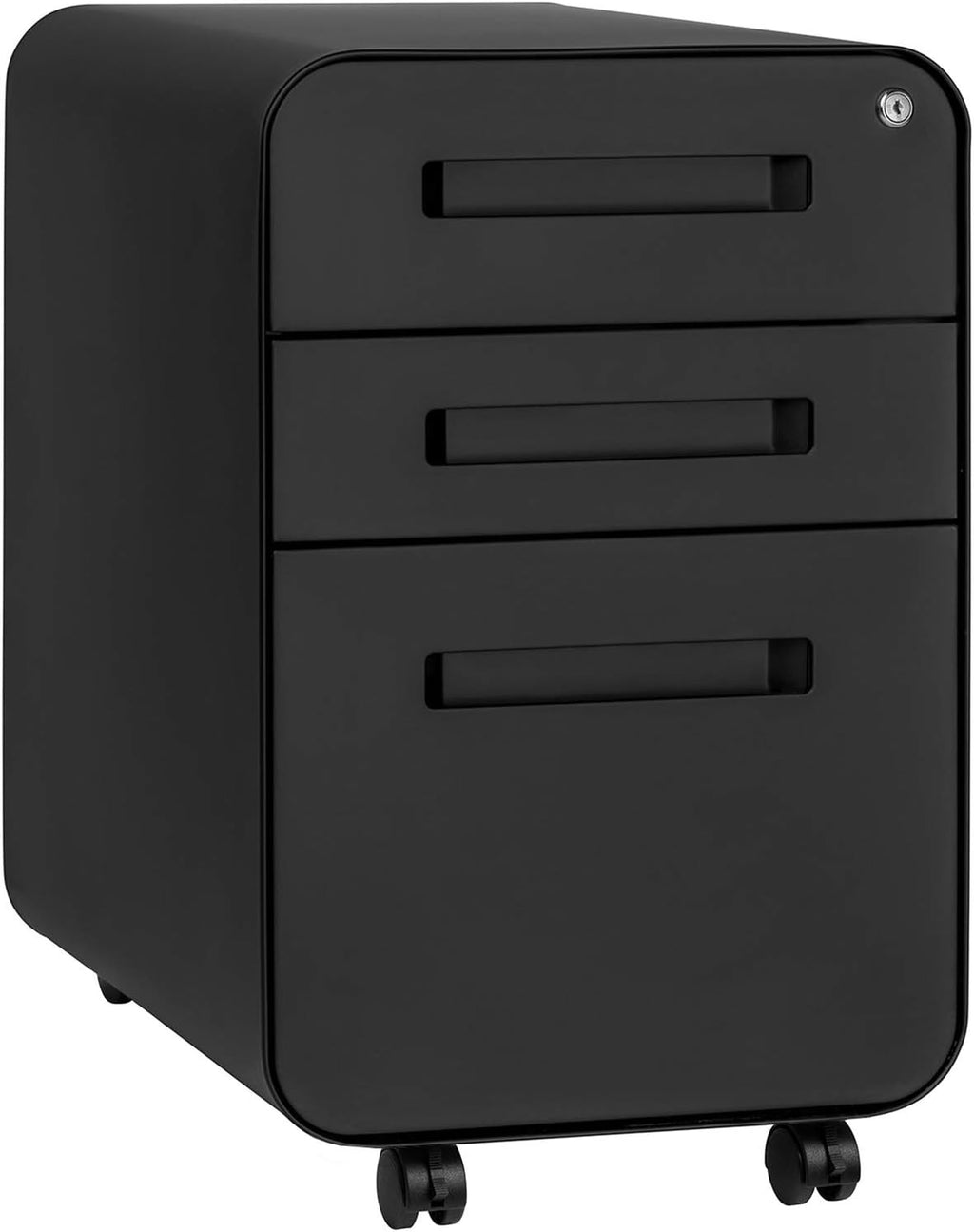 3-Drawer Mobile File Cabinet Orange Faceplate E8074