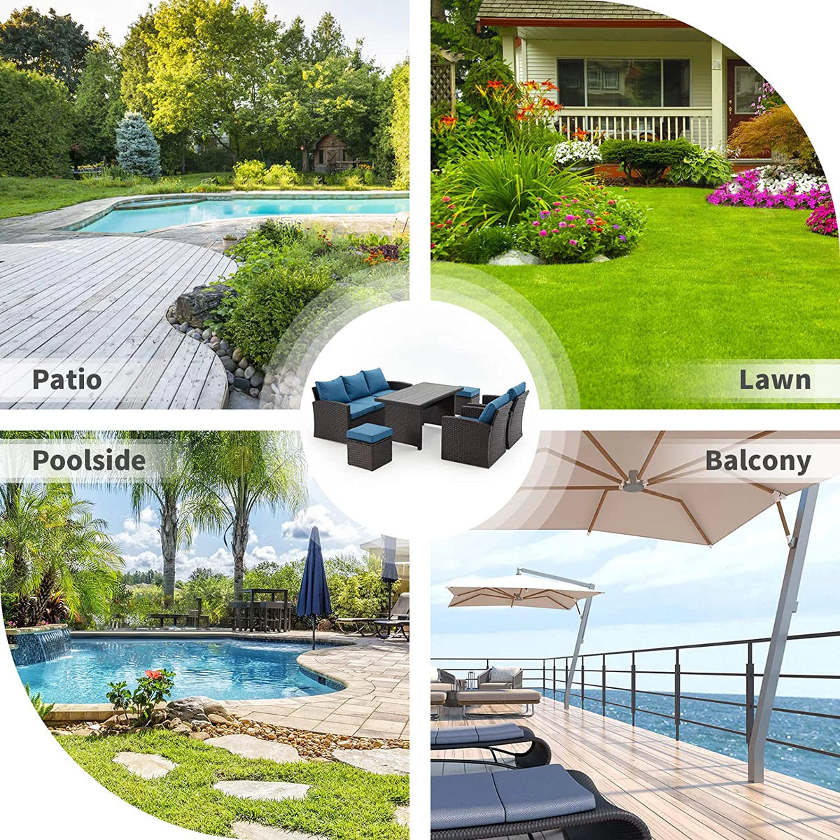 6 Pieces All Weather Wicker Rattan Patio Furniture Set G104393
