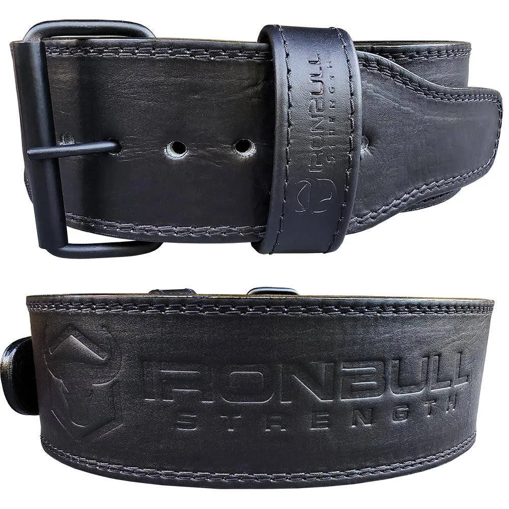 10mm Leather Powerlifting Belt, Single Prong, Black E775541