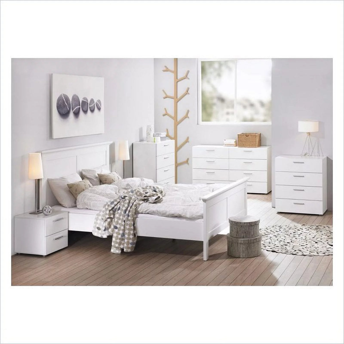White 2 Piece 8 Drawer Double Dresser and Nightstand Bedroom Set G661