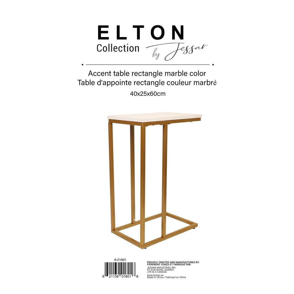 Rectangle Side Table, Gold and White A630957
