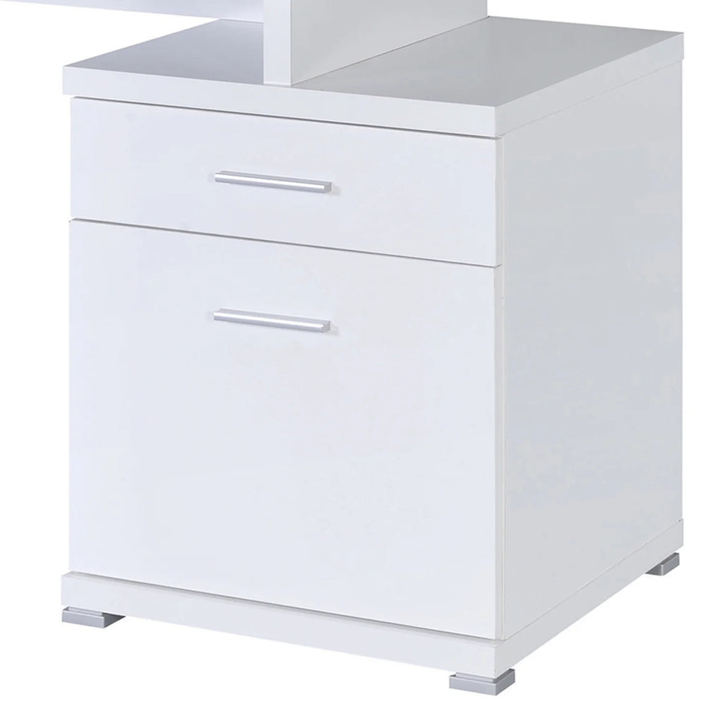White Wooden Desk with Cabinet C3468