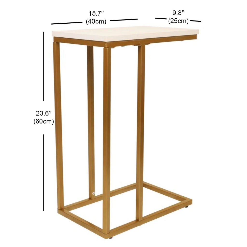 Rectangle Side Table, Gold and White A630957