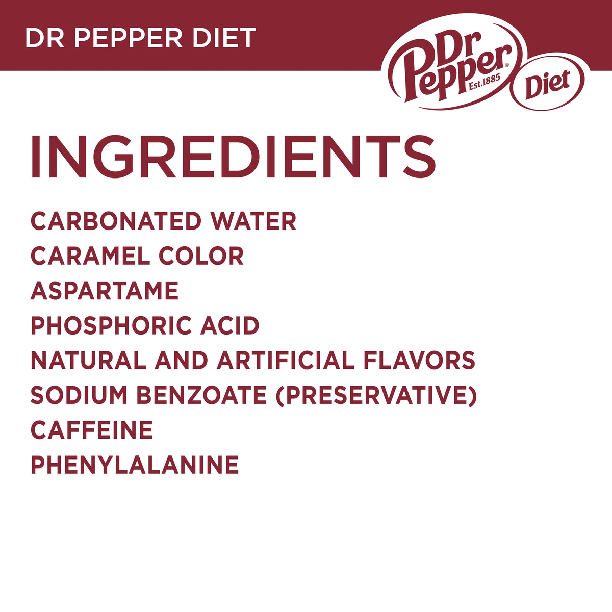 12 Pack Cans Diet Dr Pepper Soda Pop A825