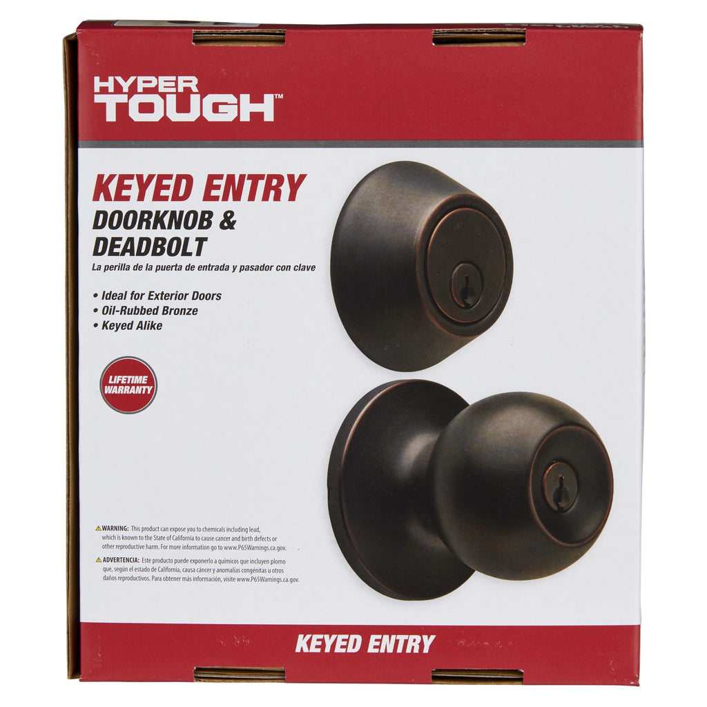 Antique Brass Ball Doorknob and Deadbolt Combo Pack J83994