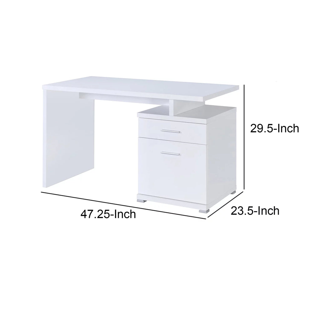 White Wooden Desk with Cabinet C3468
