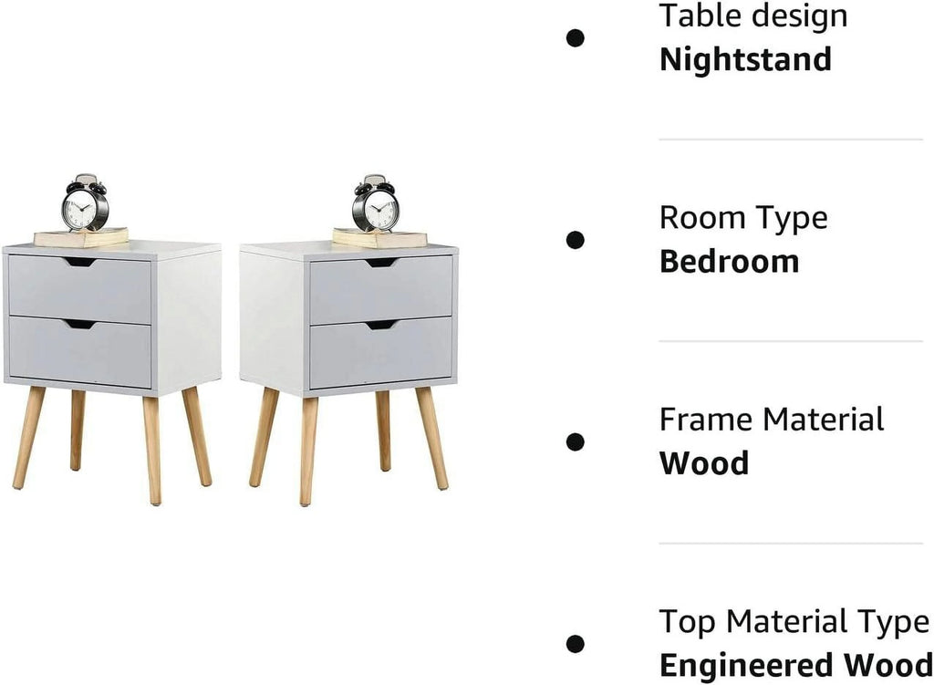 White Storage Drawer Nightstand Set Of 2 N138252