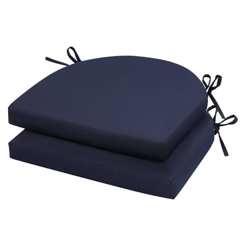 Waterproof Outdoor Chair Cushions Set of 2, 17"x16"x2", Cream E283634