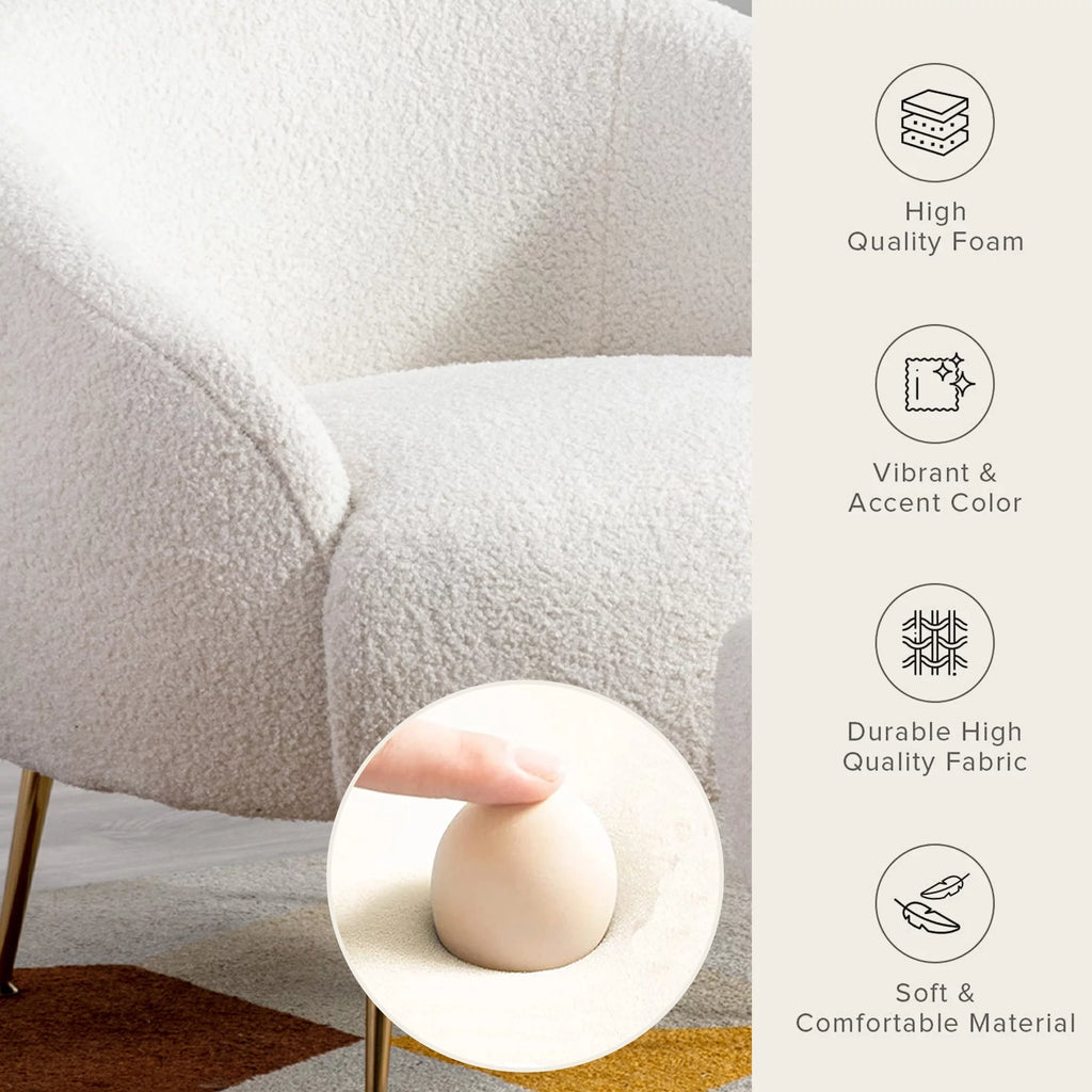 White Accent Chair with Ottoman N738753