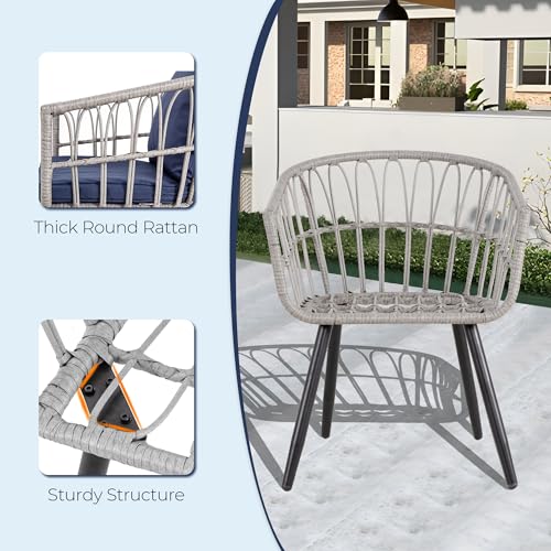 3 Piece Beige Wicker Patio Bistro Set C578