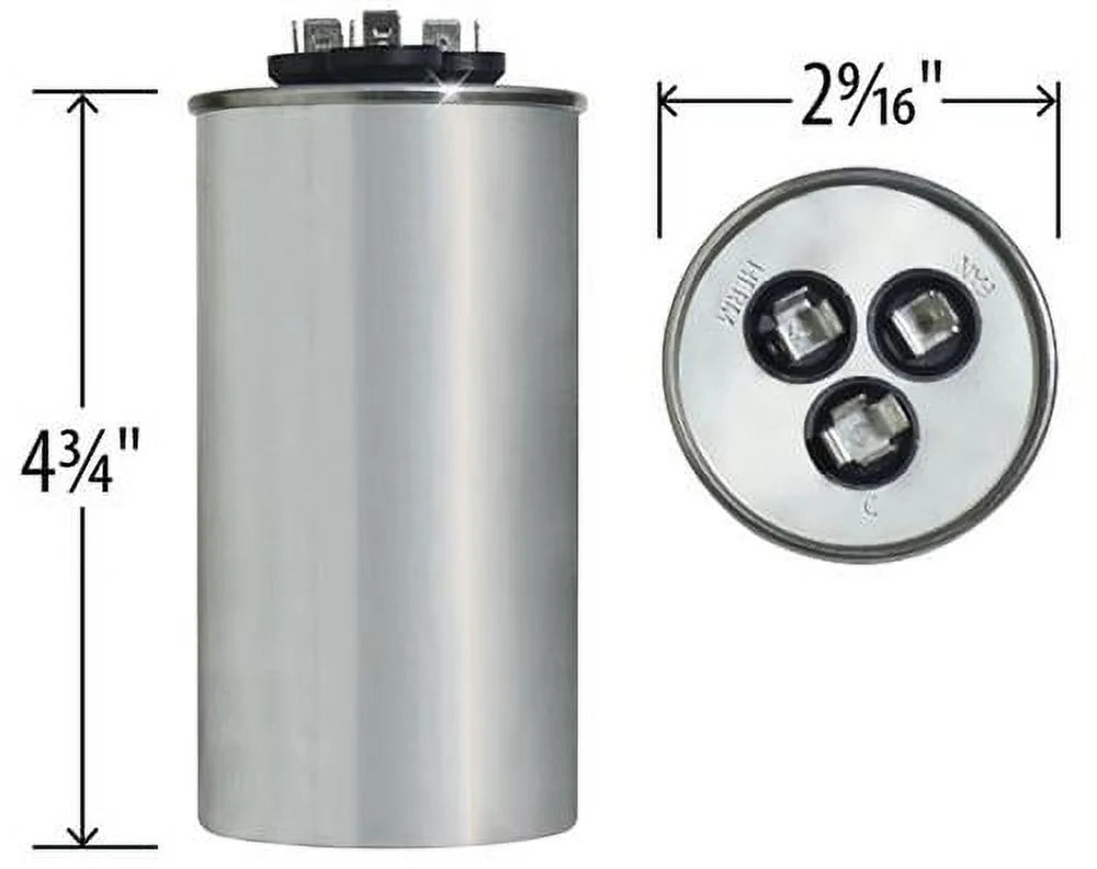 55/7.5 uF MFD 440 VAC Dual Round Replacement Capacitor X301714