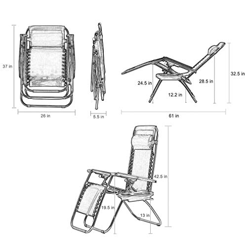 Zero Gravity Lounge Chairs Set of 2 with Pillow and Cup Holder F419392