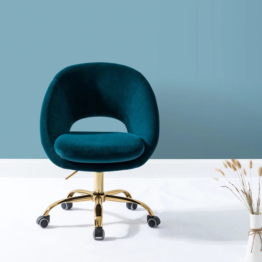 Teal Velvet Upholstered Desk Chair A965