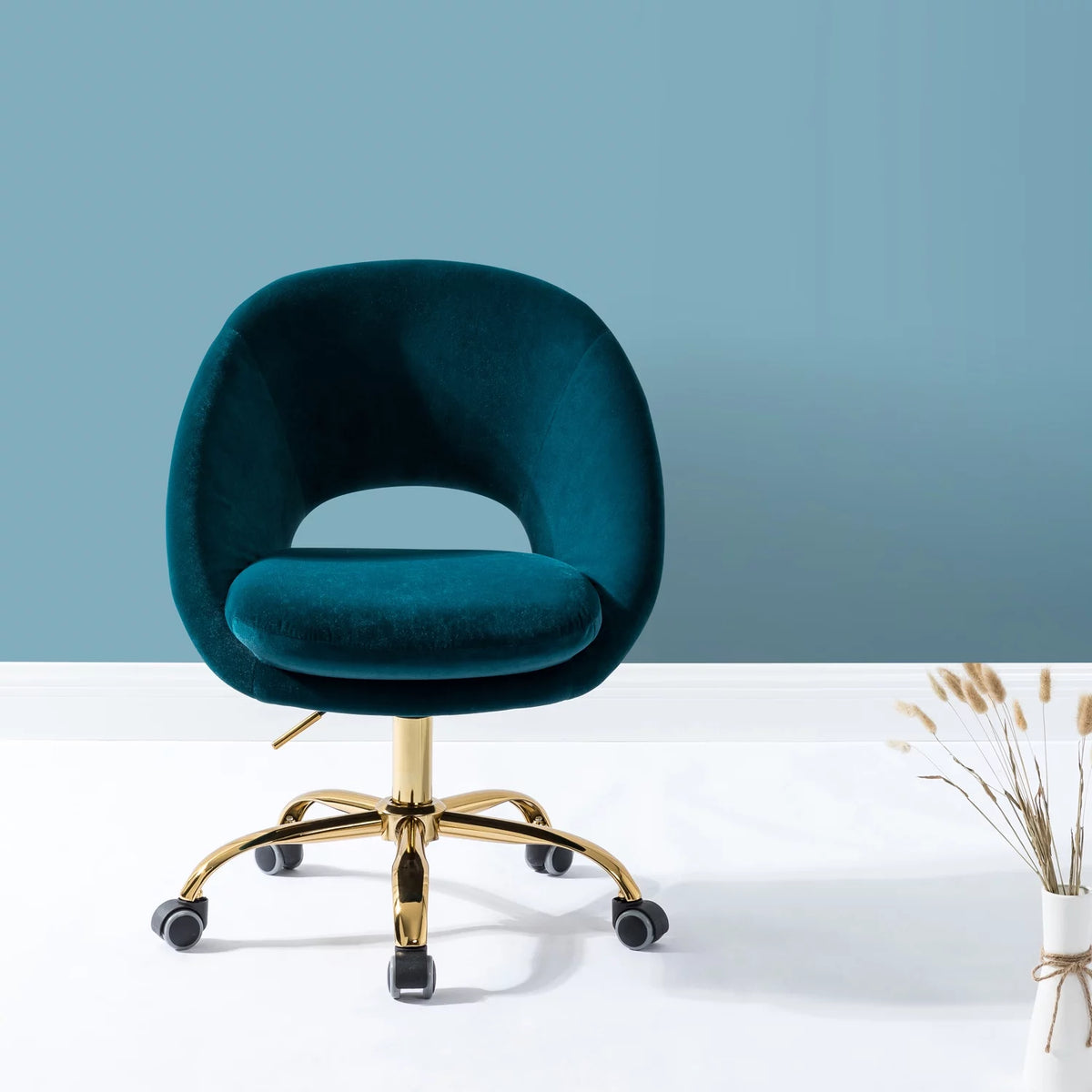 Teal Velvet Upholstered Desk Chair A965
