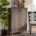 Natural Oak Finished Wood 1-Drawer Shoe Cabinet Q6436