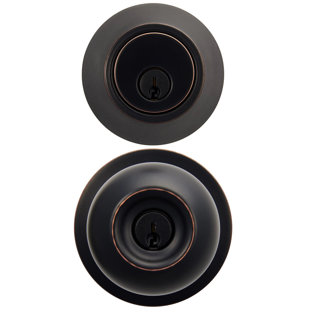 Antique Brass Ball Doorknob and Deadbolt Combo Pack J83994