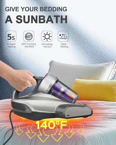 Anti-allergen Mattress Vacuum Cleaner with UV-C Light & 14Kpa Suction T9198