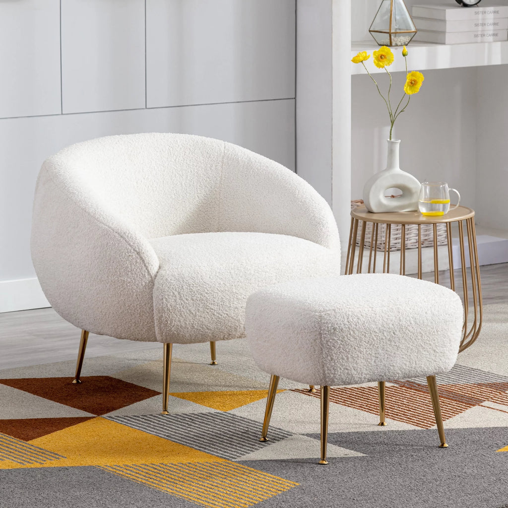 White Accent Chair with Ottoman N738753