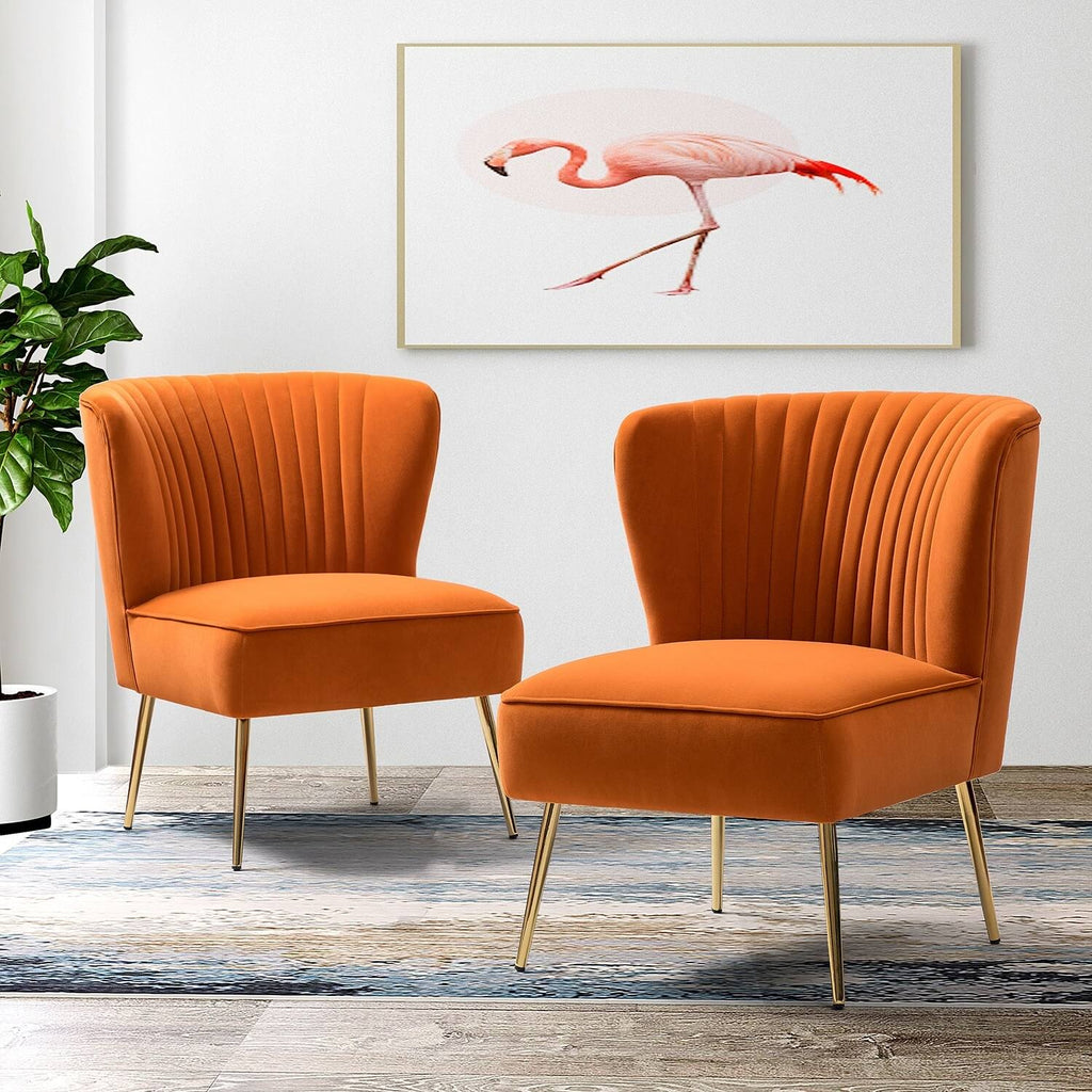 Orange Gold Legs Side Chair Set of 2 M59914