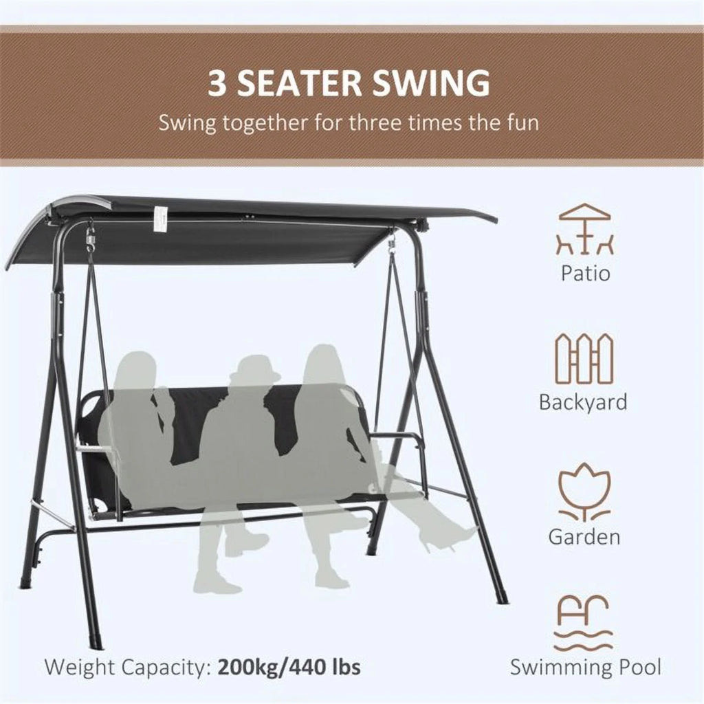 Black 3-Person Porch Swing X76557