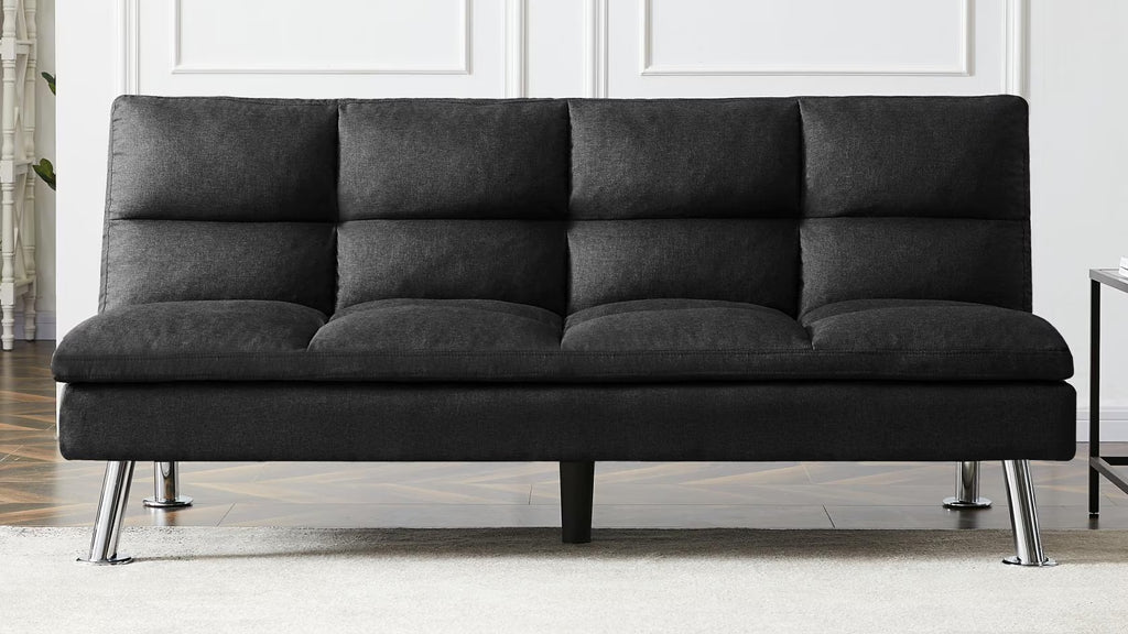 Black Fabric Futon Sofa Bed C1905