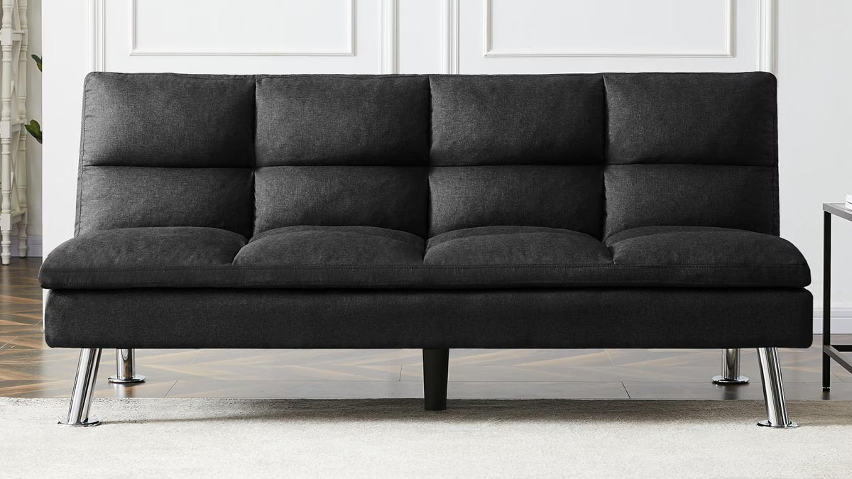 Black Fabric Futon Sofa Bed C1905