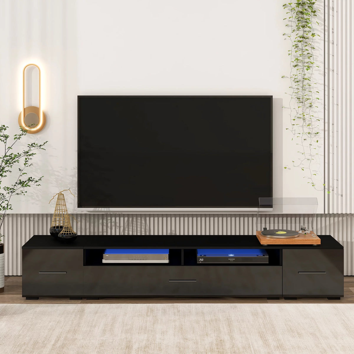 Black TV Stand with LED Lights R215400