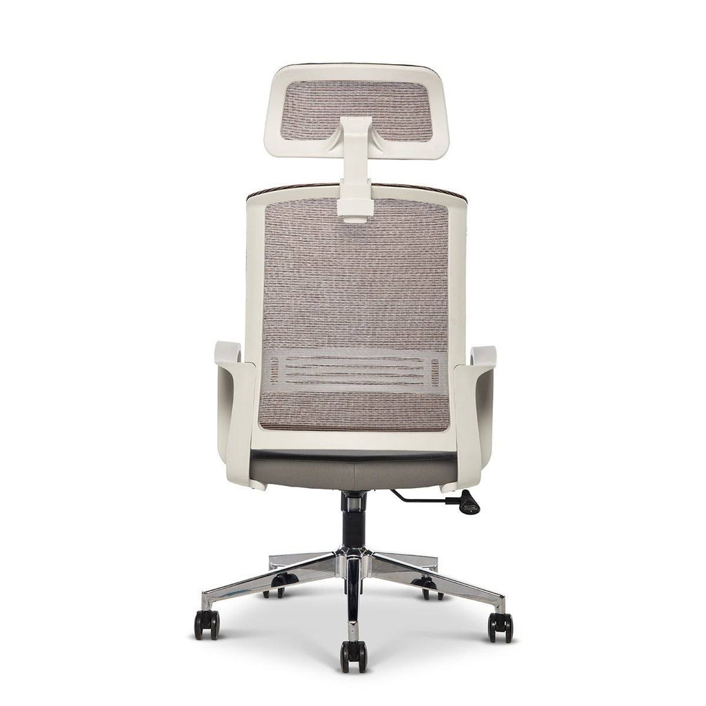 Ergonomic Mesh/Fabric High-Back Task Chair with Headrest, Black/Gray/White I3204