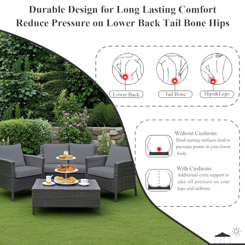 Waterproof Outdoor Chair Cushions Set of 2, 17"x16"x2", Cream E283634
