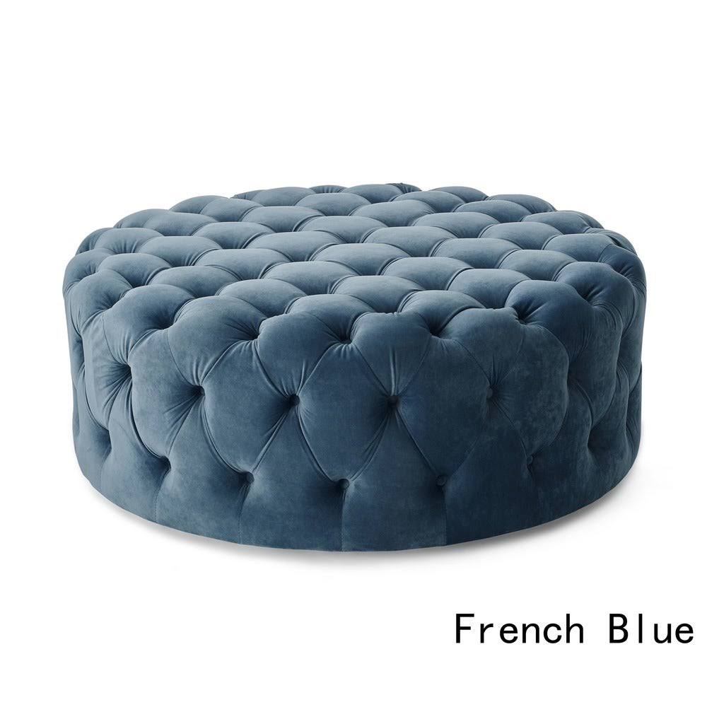 Tufted Velvet Round Ottoman with Casters P206528